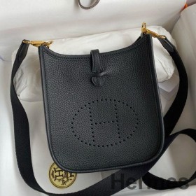 Hermes Evelyne Mini Håndlavet Taske i Sort Clemence Læder