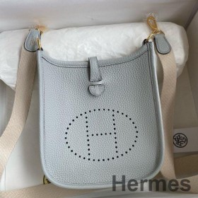 Hermes Evelyne Mini Håndlavet Taske i Blå Brume Clemence Læder