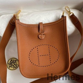 Hermes Evelyne Mini Håndlavet Taske i Guld Clemence Læder