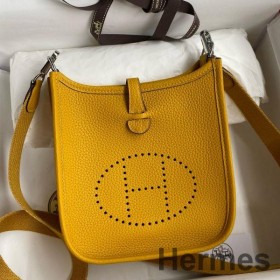Hermes Evelyne Mini Håndlavet Taske i Jaune Clemence Læder