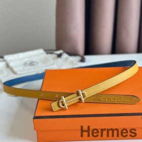 Hermes Gamma 13mm Bælte på Gul Epsom Læder og Blå Swift Læder