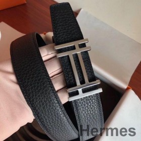 Hermes H Au Carre Bælte Spænde & 32mm Sort Rem
