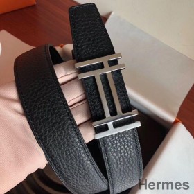 Hermes H Au Carre Bælte Spænde & 32mm Sort Rem