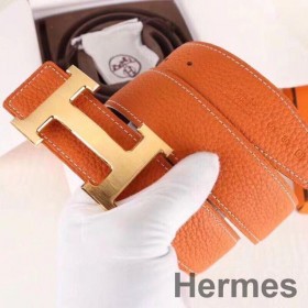 Hermes Bælte Spænde & Orange 32mm Clemence Rem