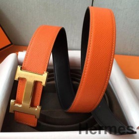 Hermes Bælte Spænde & Orange Epsom 32 MM Rem