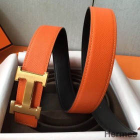 Hermes Bælte Spænde & Orange Epsom 32 MM Rem