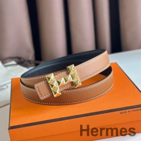 Hermes H Medor Reversibel Bælte 24MM i Guld Epsom Læder