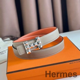 Hermes H Medor Reversibel Bælte 24MM i Tourterelle Epsom Læder