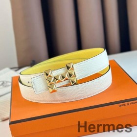 Hermes H Medor Reversibel Bælte 24MM i Hvid Epsom Læder