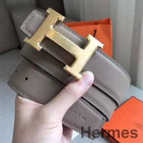 Hermes H Reversibel Bælte I Grå/Sort Swift Læder