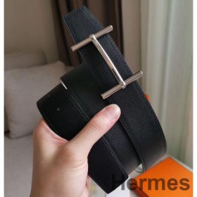 Hermes H d ' Ancre Reversibel Bælte I Sort/Hvid Epsom Læder