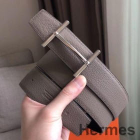 Hermes H d ' Ancre Reversibel Bælte I Grå/Sort Læder