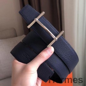 Hermes H d ' Ancre Reversibel Bælte I Sapphire/Læder Ardoise