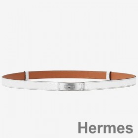 Hermes Kelly 18 Bælte I Hvid Epsom Læder