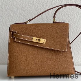 Hermes Kelly Da Desordre 20 Håndlavet Taske I Guld Epsom Kalveskind