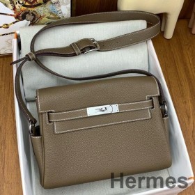 Hermes Kelly Messenger Taske i Beige Clemence Læder