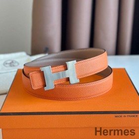 Hermes Mini Constance 24mm Bælte i Orange Epsom Læder og Blå Swift Læder