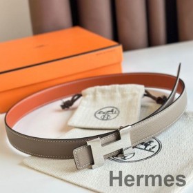 Hermes Mini Constance 24mm Bælte i Taupe Epsom Læder og Tan Swift Læder