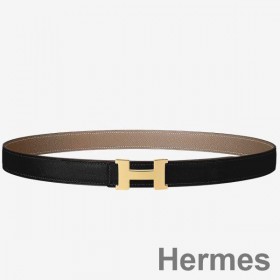 Hermes Mini Constance 24mm Reversibel Bælte Sort/Brun