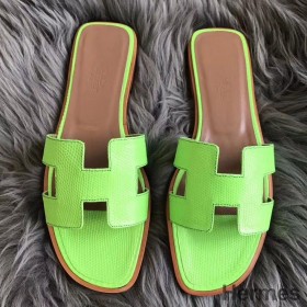 Hermes Oran Sandaler I Æble Grøn Lizard Læder
