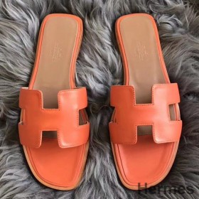 Hermes Oran Sandaler I Orange Swift Læder