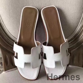 Hermes Oran Sandaler I Hvid Epsom Læder