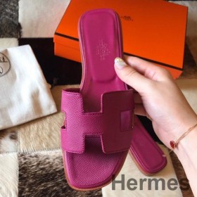 Hermes Oran Slide Sandaler I Anemone Epsom Kalveskind