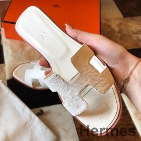 Hermes Oran Slide Sandaler I Beton Epsom Kalveskind
