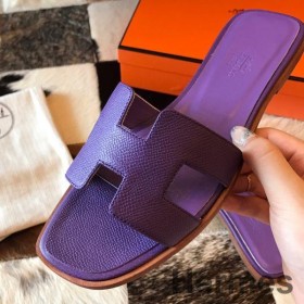 Hermes Oran Slide Sandaler I Crocus Epsom Kalveskind