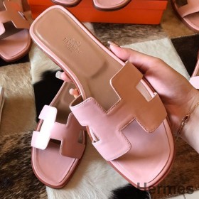 Hermes Oran Slide Sandaler I Pink Swift Kalveskind