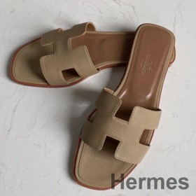 Hermes Oran Slide Sandaler I Grøften Epsom Kalveskind