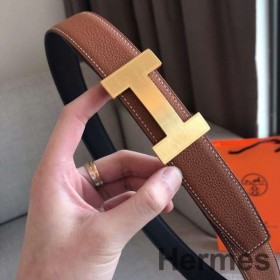 Hermes Quizz 32mm Reversibel Bælte I Brun Clemence Læder