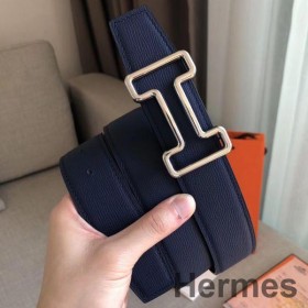Hermes i Aften 38MM Reversibel Bælte I Navy/Sort Epsom Læder