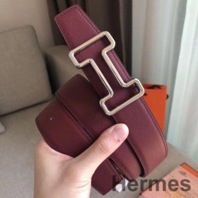 Hermes i Aften 38MM Reversibel Bælte I Ruby/Guld Epsom Læder